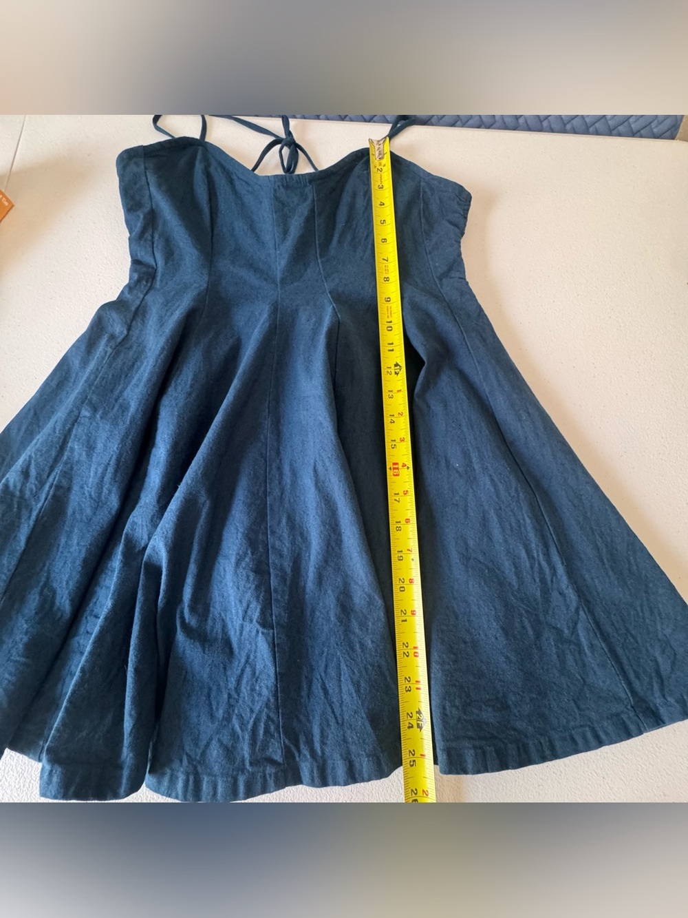Free People free-est Tan Lines Stretch Linen Blend Mini Dress Navy Size M - Picture 14 of 16